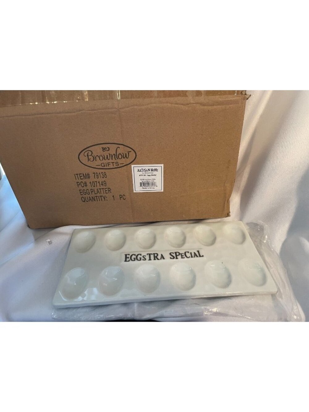 Egg Platter "EggsTra Special", Artisan Home by Brownlow,~New 79138